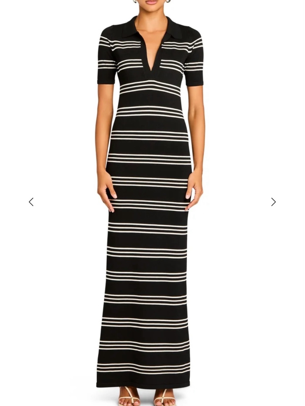 Black and White Striped Polo Maxi Dress